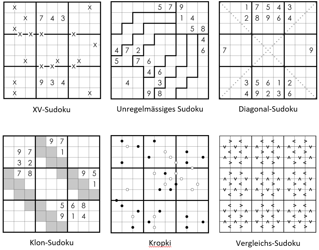 Sechs Sudoku-Varianten von Fred Stalder